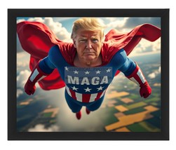 President Donald Trump As Maga Man Flying Over Farmland 5X7 Ai Framed Photo - £7.48 GBP