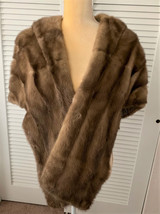 Vintage 1950&#39;s Custom Made Brown Mink Wrap/Cape/Stole w/Adjustable Length Front - £75.17 GBP