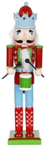 Wooden Christmas Nutcracker,15&quot;,SOLDIER In Red &amp;Blue Uniform With Drums 72420350 - £27.05 GBP
