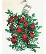 Christmas T-shirt M L XL 2XL NEW Cardinal Holly Natural Unisex Long Shor... - £18.50 GBP