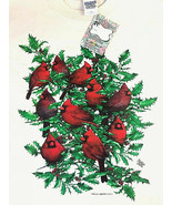 Christmas T-shirt M L XL 2XL NEW Cardinal Holly Natural Unisex Long Shor... - $23.23