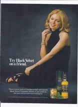 1975 Black Velvet Canadian Whiskey Print Ad Vintage 8.5&quot; x 11&quot; - £15.43 GBP