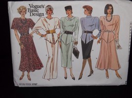 Vogues Basic Design Pattern 1797 Size 8 10 12 Vtg Dress Broad Shoulders Uncut - £19.51 GBP