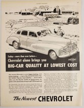 1947 Print Ad Chevrolet 4-Door Car on Farm Tractor &amp; Barn Chevy - $17.08