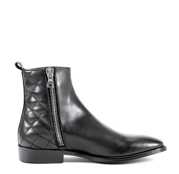 New Handmade Men Black Leather ankle boots, Men zipper ankle boots, Men leather