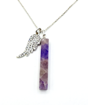 Purple Amethyst Crystal Wing Pendant Necklace - £15.82 GBP