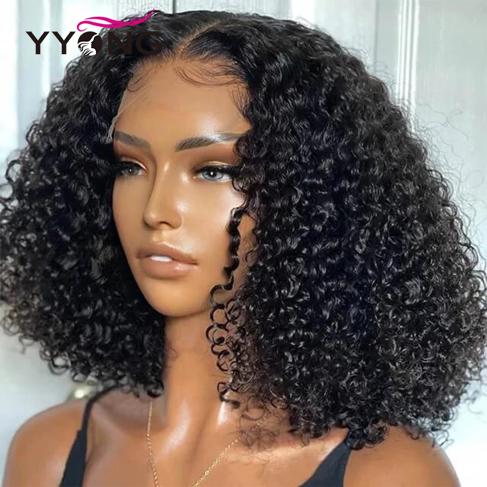 Hort bob kinky curly t4x4 part lace wig human hair wigs brazilian lace wigs pre plucked thumb200