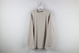 Vintage Columbia Mens Large Spell Out Ribbed Knit Fleece Mock Neck Sweater Beige - £34.57 GBP