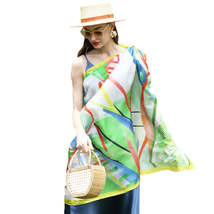 Anyyou 100% Mulberry Silk Green Long Scarf Luxury Brand Women Beach Shawl Wear S - £71.52 GBP