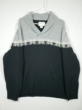Haggar Sweater Mens Size XXL Navy Blue Gray Long Sleeve Snowflake - £7.85 GBP