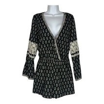 Valiante Black &amp; White Floral Long Sleeve Romper Size 2 - £18.11 GBP