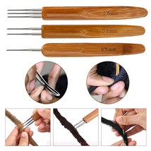 5Pcs Crochet Needle Hook Bamboo Handle Dread Knit Hair Fixing Braiding DIY Tools - £9.58 GBP