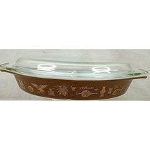 Vintage Pyrex Divided Casserole Dish Early American 124 Cover Brown Gold 1.5 qt - £12.49 GBP