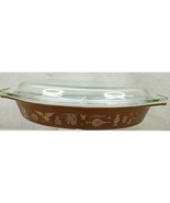 Vintage Pyrex Divided Casserole Dish Early American 124 Cover Brown Gold... - £12.71 GBP