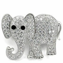 1W125 - Imitation Rhodium Brass Brooches with AAA Grade CZ  in Black Diamond - $49.70 CAD