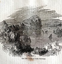 Lake Saratoga New York Encampment 1845 Woodcut Print Victorian Revolutio... - $39.99