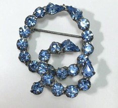 Beautiful Sparkling Light Blue Rhinestone Brooch Pin Silver Tone Estate Find  - £11.99 GBP