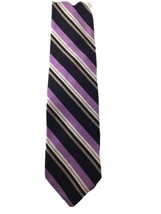 GRANT THOMAS tie mens Purple Black tan beige-SILK cotton 59&quot;LONG 3 3/4&quot;WIDE - £11.27 GBP
