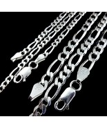 Solid 925 Sterling Silver Men&#39;s Italian Figaro Link Chain Bracelet or Ne... - £20.93 GBP+