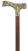 Walking Cane Horse Mustang Fritz Handle with Faux Ivory and Silver Plate - £97.77 GBP