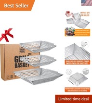 3 Pack Heavy Duty Stainless Steel Grill Baskets for Flavorful Outdoor Co... - $1,008.82 MXN