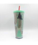 STARBUCKS Holiday Tumbler 2020 Glitter Christmas Tree Cup Mint Cold Green - £25.06 GBP