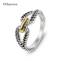 YYSuniee Inspired Two Tone Crossover Band Ring 18K Gold Plated Twisted E... - £17.78 GBP