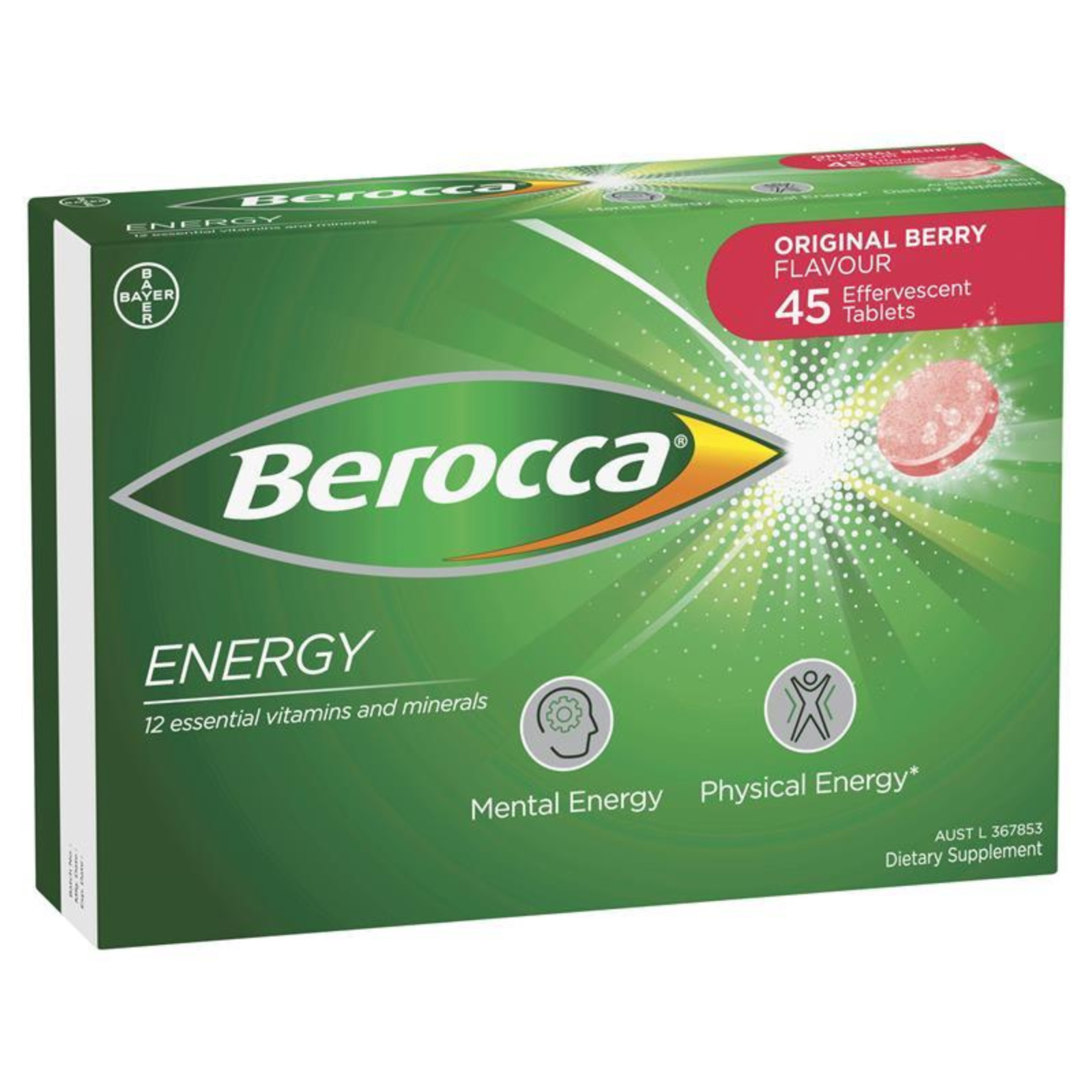 Berocca Energy Vitamin B & C Original Berry Flavour Effervescent Tablets 45 Pack - $98.41