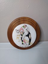 Vintage 100th Year Of Baseball Norman Rockwell Ceramic And Wood Round Wall Decor - $39.99