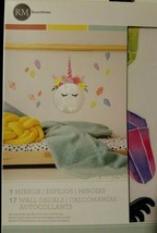 Roommates Floral Unicorn Peel and Stick 1 Mirror &amp; 17 Wall Decals NIB - £16.77 GBP