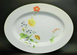 Castlecourt April Flowers Oval Porcelain Platter Yellow Orange Vanity Tray Japan - £9.49 GBP