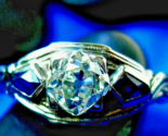 EARTH MINED Diamond Sapphire Engagement Ring Vintage 18k White Gold Soli... - $3,795.25