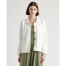 Quince Womens Organic Comfort Stretch Chore Jacket Button Front White S - £34.09 GBP