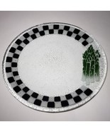 VTG Peggy Karr 11&quot; Fused Glass Checkerboard Veggie Asparagus Dinner Plat... - $44.95