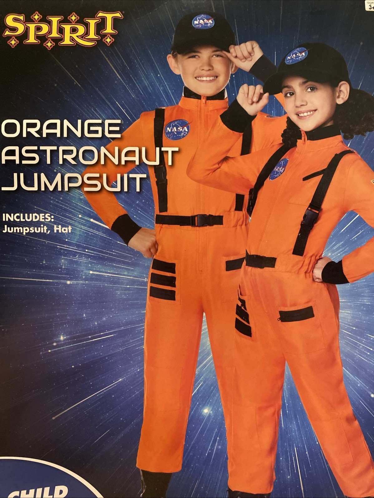 Spirit Halloween Orange Astronaut Jumpsuit Child Medium ( 8-10) NWT - $28.49