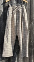 Zara Kids Girls Gray Plaid Paperbag Drawstring Pants Size 13-14 New Without Tag - £18.20 GBP