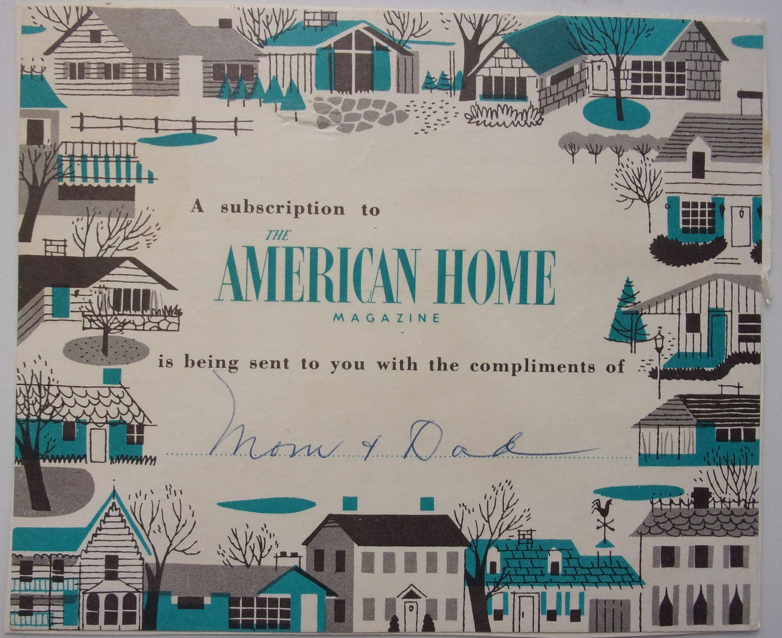 Vintage American Home Magazine Subscription Gift Card Notification - $1.99