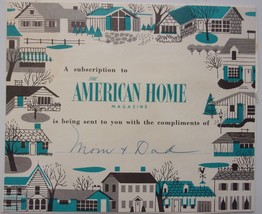 Vintage American Home Magazine Subscription Gift Card Notification - $2.72 CAD