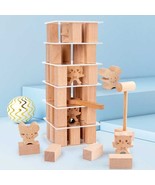 Wooden Cat &amp; Mouse Puzzle Blocks Game - Kids &amp; Adults Stacking Toy Chess - £14.32 GBP