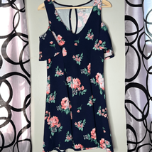 Almost Famous Large Fit and Flare Dress Navy Blue/Floral Short Sleeve - £9.40 GBP