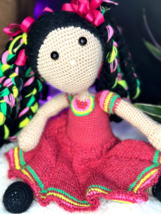 Handmade Knit Crochet Latin Mexican African American Cultural Doll Amigu... - $34.99
