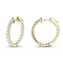 2.2Ct Real Moissanite INSIDE-OUTSIDE Hoop Earrings 14K Yellow Gold Plated Silver - £81.26 GBP