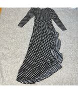 Beulah Style Black White Polka Dot Maxi Dress Small Long Sleeve Ruffle Hem - €47,99 EUR