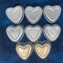 Lot/8 VTG Gelatin Baking Tart Aluminum Tins HEART SHAPED 4 oz 3-3/8x 3-3/8 Molds - £15.14 GBP