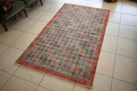 Vintage Oushak Rug 6.6x3.8 ft Turkish Floor Rug Faded Area Rug Oriental ... - $198.34