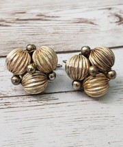 Vintage Clip On Earrings  Gold Tone Ball Cluster 0.75&quot; - Stamped Japan - £9.58 GBP