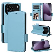 Generic case for iPhone 15 (Color: Cyanblue) Leather Wallet Side Clip Ma... - $53.39