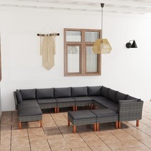  Garden Lounge Set Grey PE Rattan 12-Piece Set Removable Covers - $1,585.84 CAD