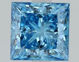 Blue PRINCESS Fancy Vivid Blue 1.02 Cts VS1 Lab Grown CVD Diamond for Ring - $399.00