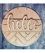 Hello Geometric Wood Door Hanger Blank - Year Round Door Hanger - $24.64 CAD